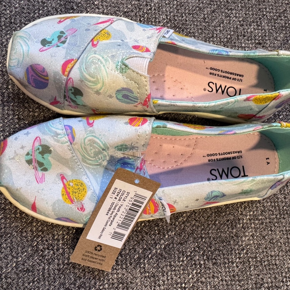 NEW!! Tom’s  Pastel Planet Slip-Ons